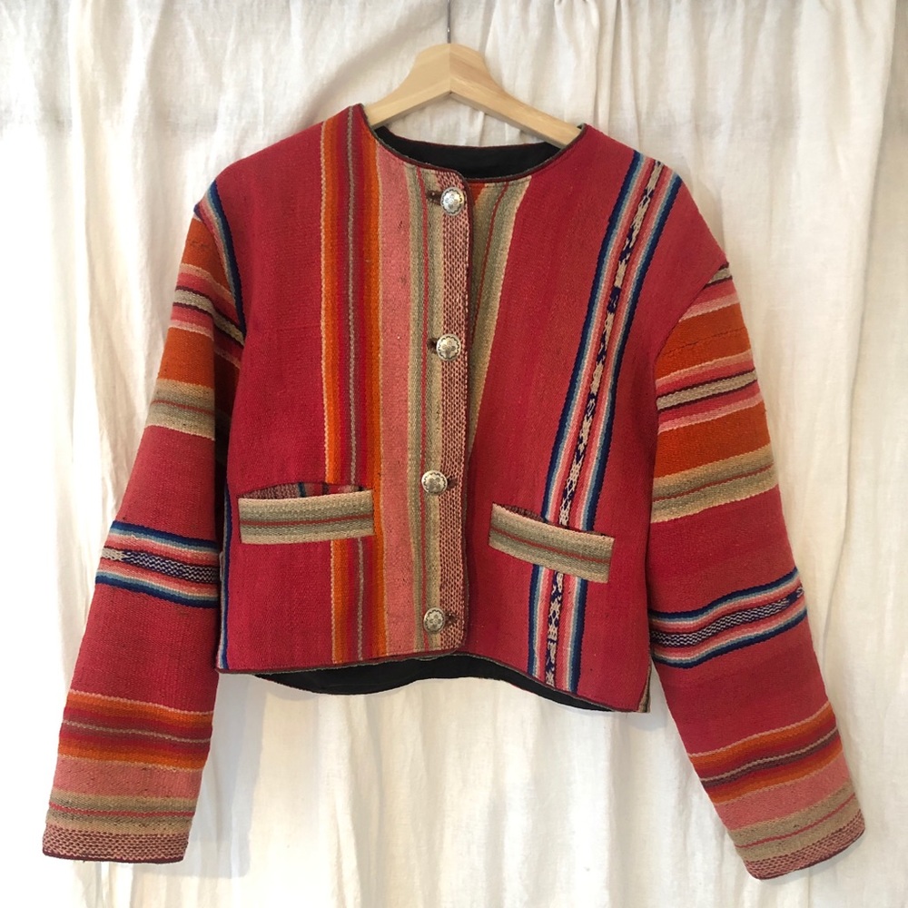 Handwoven Vintage Southwest wool bomber jacket